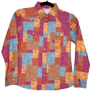 Panhandle Floral Patchwork Pearl Snap Up Western Shirt Size Large Girls NWT